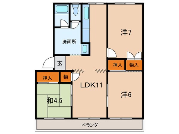 東園田マンションの物件間取画像